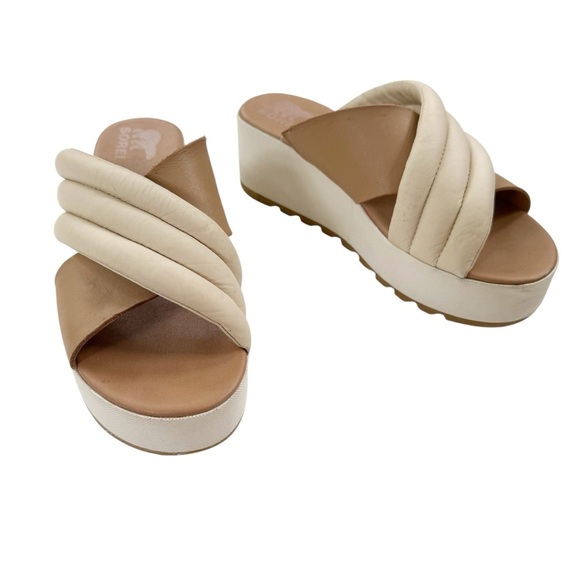 Sorel Women's Cameron Flatform Puff Mule Beige Cream Size 9.5 - Picture 14 of 16